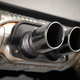 A closeup of the Porsche Design 911 Soundbar 2.0 Pro's exhaust pipes.
